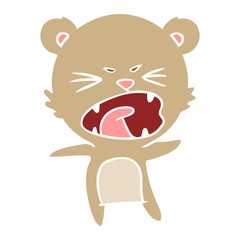 angry flat color style cartoon bear