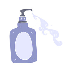 flat color illustration of a cartoon hand soap squirting