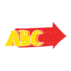 flat color illustration of a cartoon ABC symbol