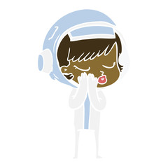 flat color style cartoon pretty astronaut girl