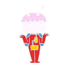friendly flat color style cartoon spaceman