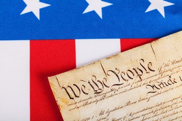 Fototapeta premium american flag wtih american constitution