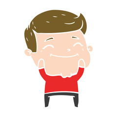 happy flat color style cartoon man