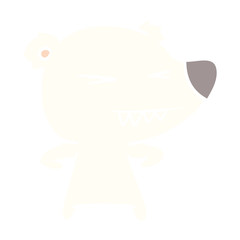angry polar bear flat color style cartoon