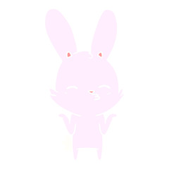 curious bunny flat color style cartoon