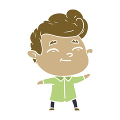 happy flat color style cartoon man