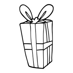 line drawing cartoon christmas present