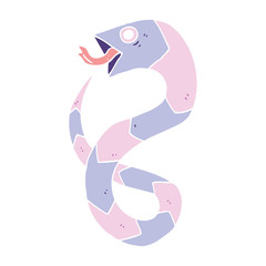 hissing flat color style cartoon snake