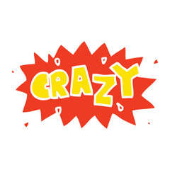 flat color style cartoon word crazy