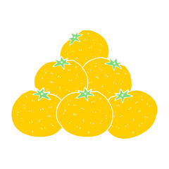 flat color illustration of a cartoon oranges