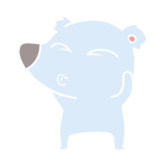 flat color style cartoon whistling bear