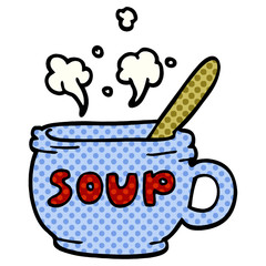 cartoon doodle of hot soup
