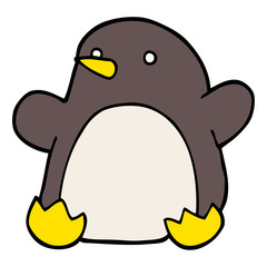 cartoon doodle dancing penguin