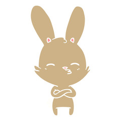 curious bunny flat color style cartoon