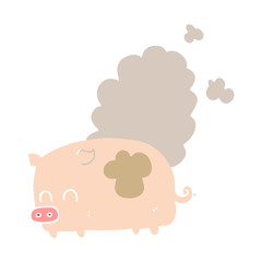flat color style cartoon smelly pig