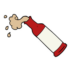 cartoon doodle foaming beer bottle