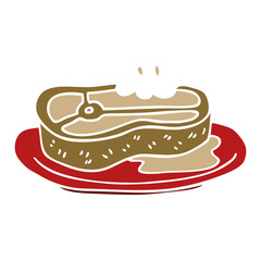 cartoon doodle well cooked meat