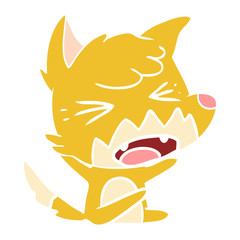 angry flat color style cartoon fox