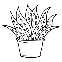 line drawing cartoon house plant