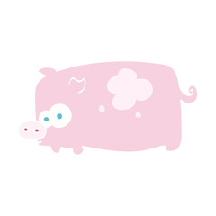 flat color illustration of a cartoon pig