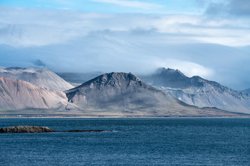 Mountain peaks at the west coastline of Iceland