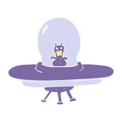 flat color illustration of a cartoon alien spaceship