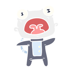 flat color style cartoon weird alien communicating