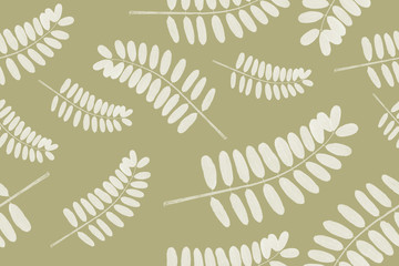Leaf herbs botany green seamless pattern background
