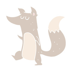 flat color illustration of a cartoon little wolf
