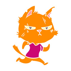 tough flat color style cartoon cat running