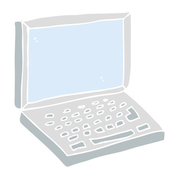 flat color illustration of a cartoon laptop computer