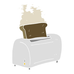 flat color illustration of a cartoon toaster