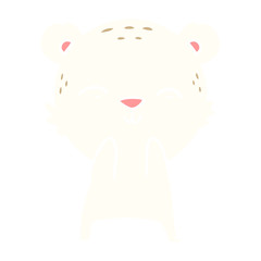 happy flat color style cartoon polar bear