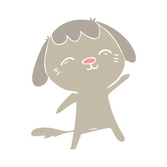 happy flat color style cartoon dog
