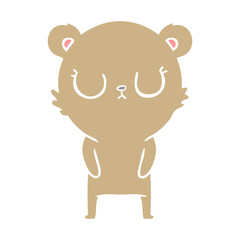 peaceful flat color style cartoon bear