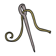 cartoon doodle needle and thread
