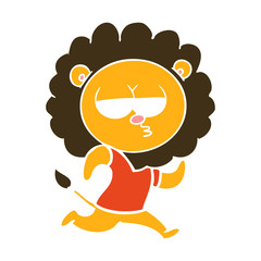 flat color style cartoon running lion