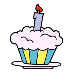 cartoon doodle birthday cake