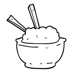 line drawing cartoon bowl of rice