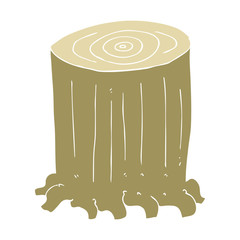 flat color illustration of a cartoon tree stump