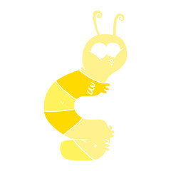 funny flat color style cartoon caterpillar