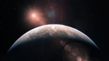 Fototapeta premium Mercury planet solar lens flare. Elements of this image furnished by NASA