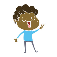 laughing flat color style cartoon man