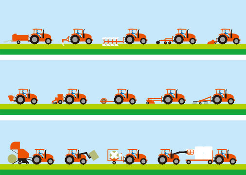 農業用トラクターと牧草栽培