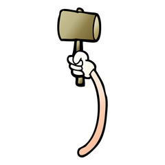 cartoon doodle arm with hammer