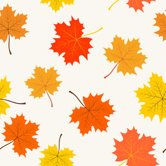 Seamless pattern with maple leaf. Simple background. Stock vector.