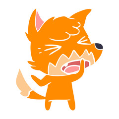 angry flat color style cartoon fox