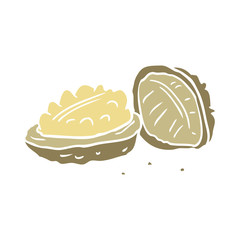 flat color style cartoon walnuts