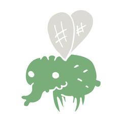 flat color style cartoon fly