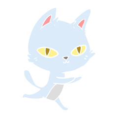 flat color style cartoon cat staring